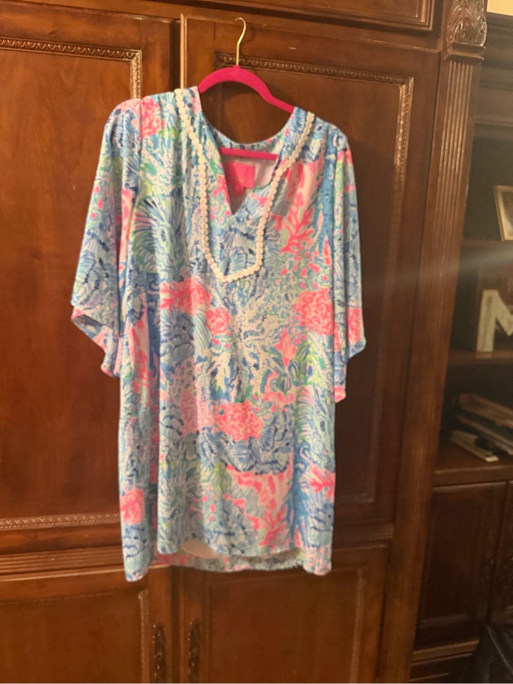 Lilly Pulitzer Vibrant Blue & Pink Tropical Print Tunic